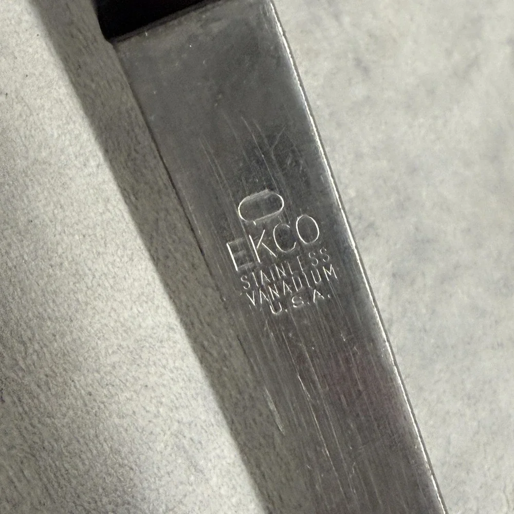 Vintage EKCO Carving Fork Stainless Steel Black Handle USA Roast Kitchen Utensil